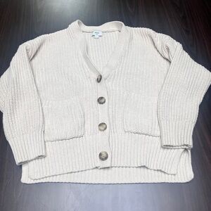 Aerie Cream Knit Button-Up Cardigan